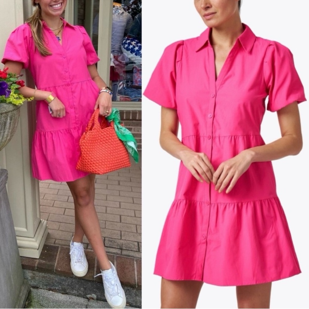 Brochu Walker Pink Havana Tiered Mini Dress